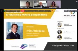 Iván Arriagada, CEO de AMSA, en el evento online Coloquios Minnovex: el futuro de la minería post pandemia